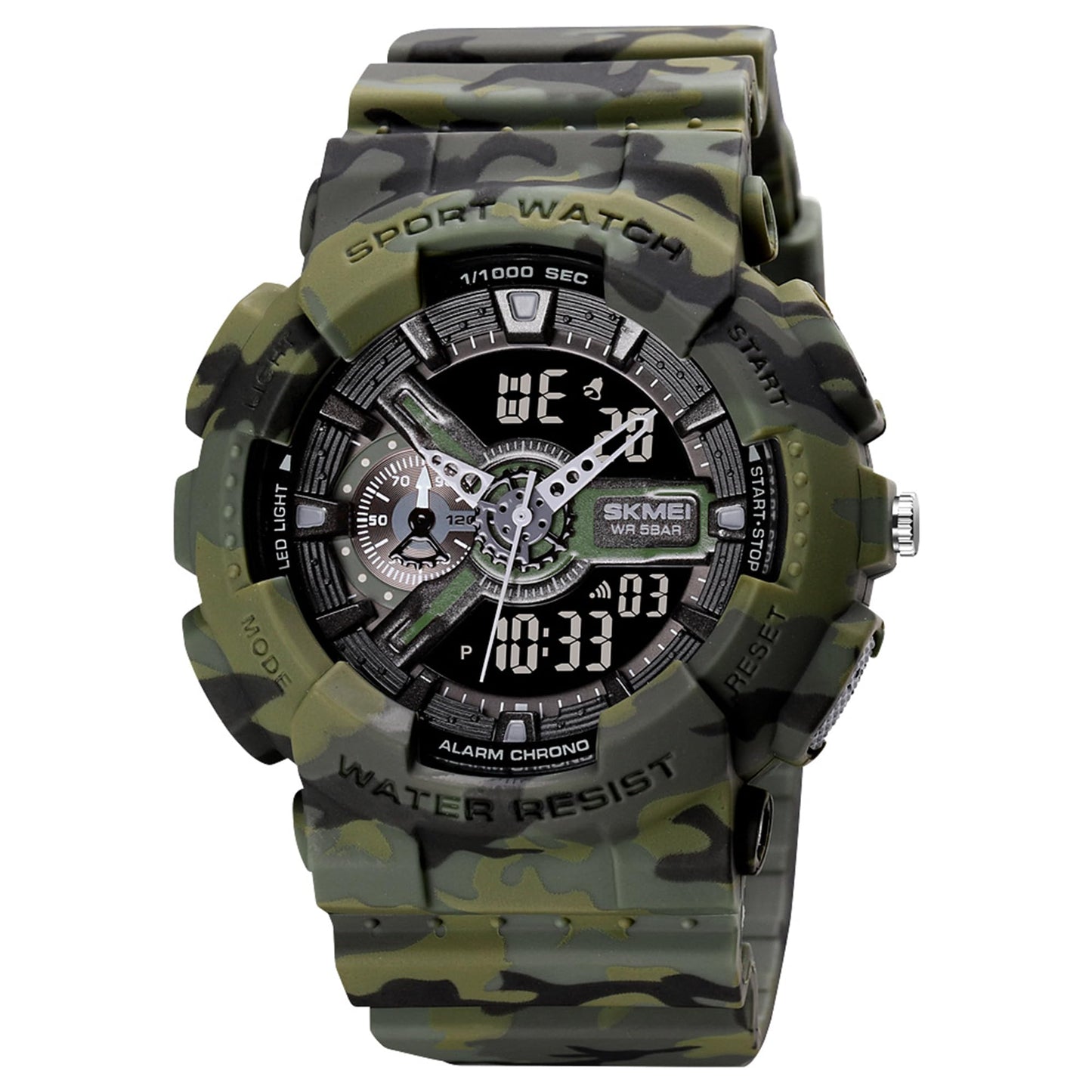 Analog-Digital Sports Watch Multifunction LED Display Alarm, Stopwatch, Day-Date Water Resistant Durable Watch for Boys & Girls