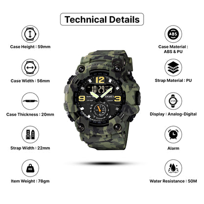 Skmei Analog-Digital Dial PU Strap Watch for Men - 1637