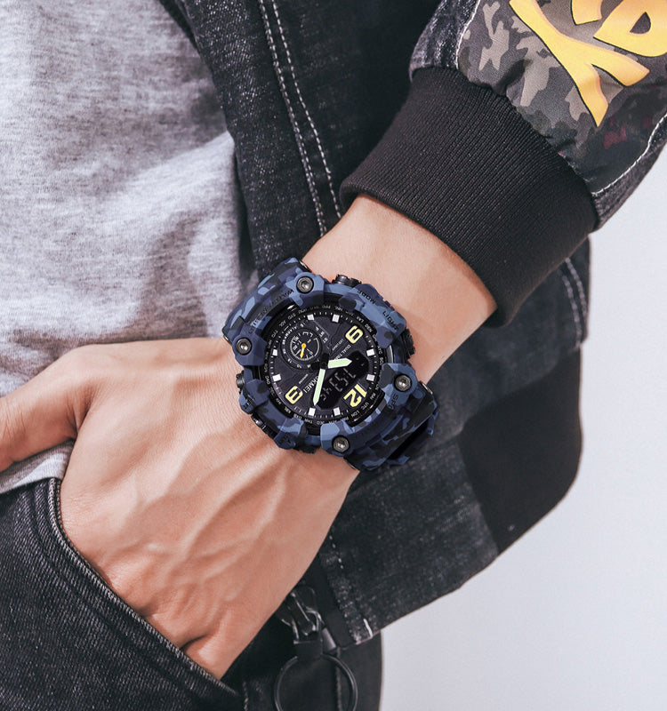 Premium Analog Digital Sports Watch for Men with Dual Time LED Display Alarm and Rugged Design