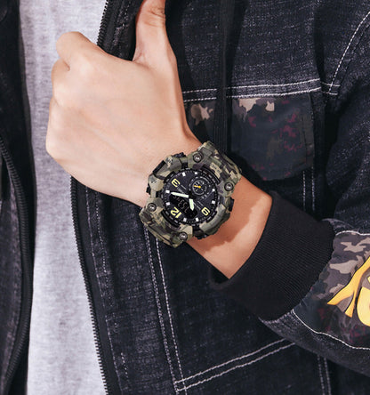 Premium Analog Digital Sports Watch for Men with Dual Time LED Display Alarm and Rugged Design
