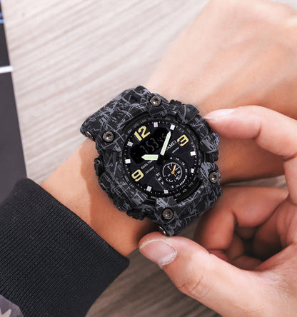 Premium Analog Digital Sports Watch for Men with Dual Time LED Display Alarm and Rugged Design