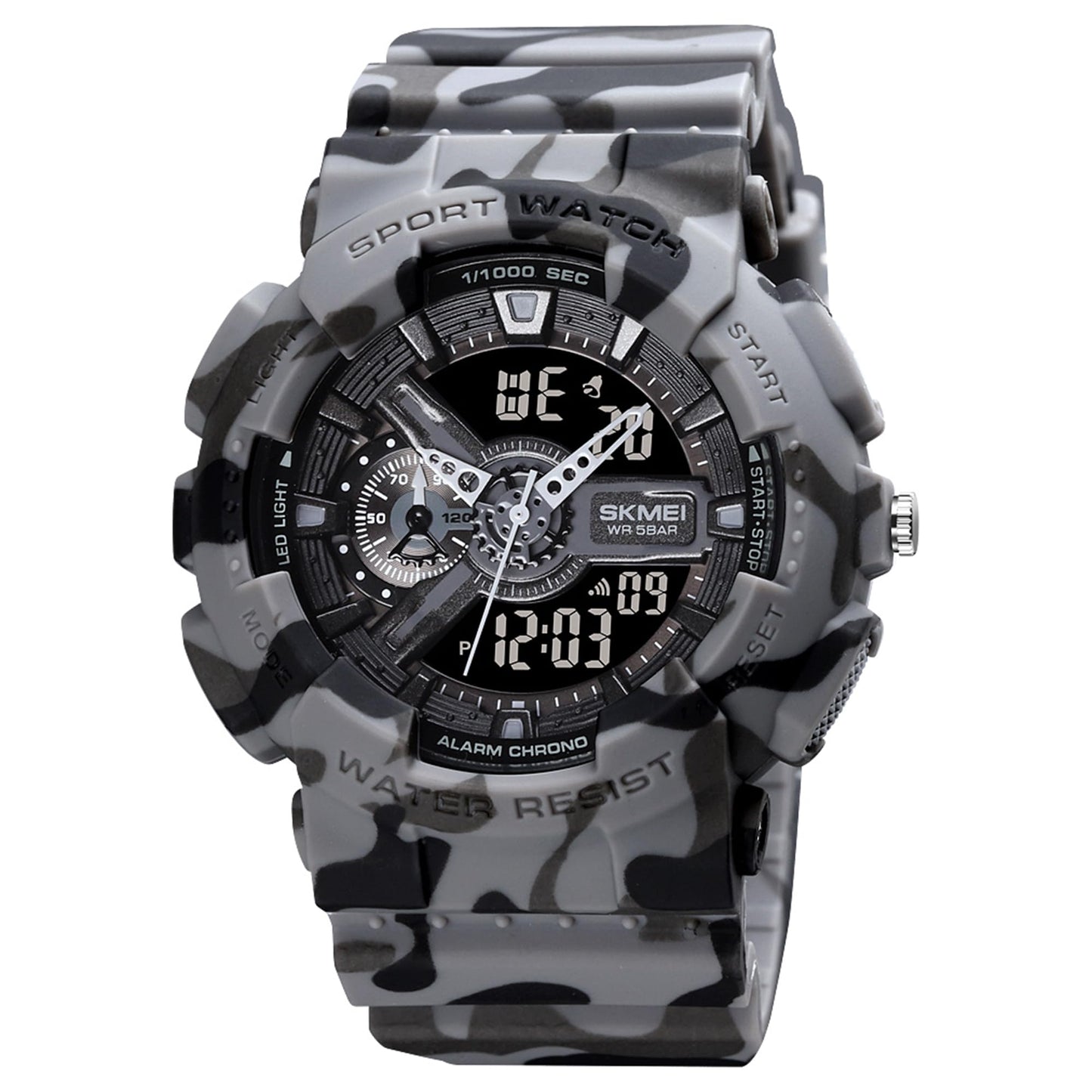 Analog-Digital Sports Watch Multifunction LED Display Alarm, Stopwatch, Day-Date Water Resistant Durable Watch for Boys & Girls