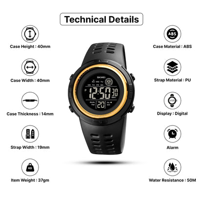 Skmei Digital Dial PU Strap Watch for Men - 1773