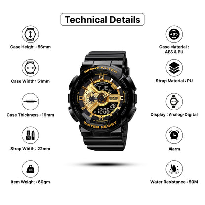 Skmei Digital Dial PU Strap Watch for Men - 1834