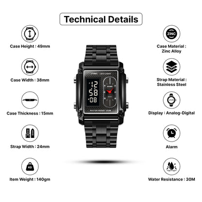 Skmei Digital Dial Stainless Steel Strap Watch for Men - 1868