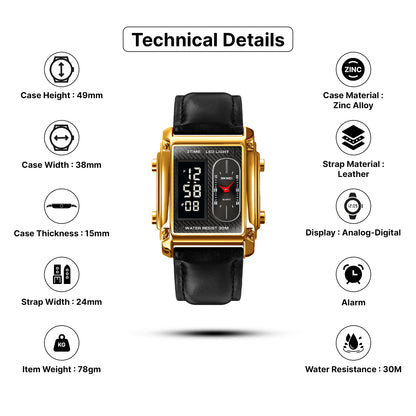 Skmei Digital Dial Stainless Steel Strap Watch for Men - 1868