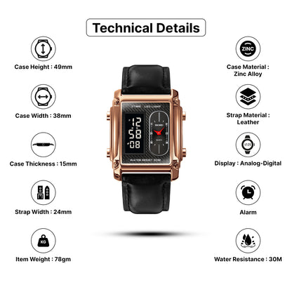 Skmei Digital Dial Stainless Steel Strap Watch for Men - 1868