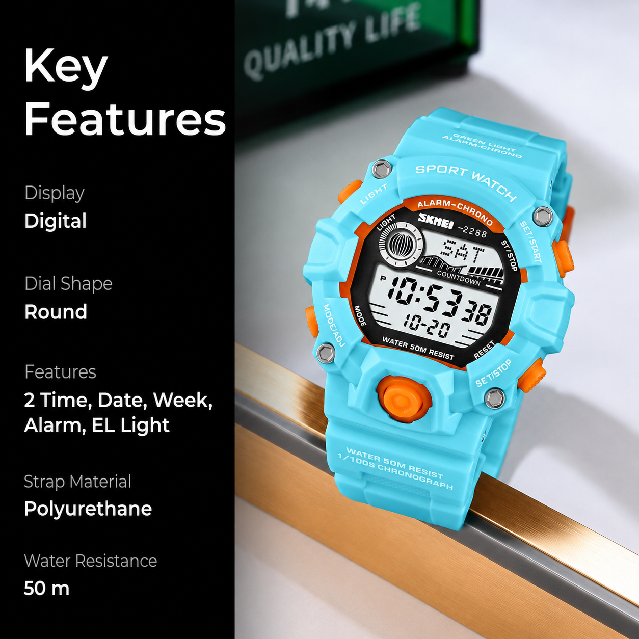 Digital Sports Watch with Rugged Design and Multi Function Display for kids