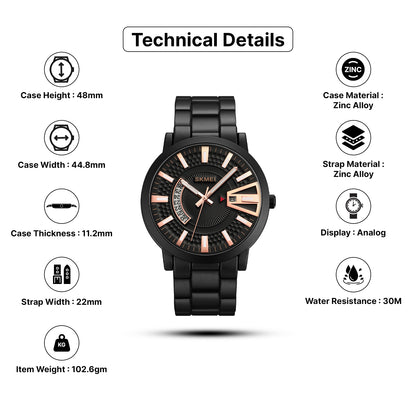 Skmei Quartz Analog Dial Zinc Alloy Strap Watch for Men - 1985
