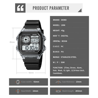 Digital Sport Watch with Transparent Case - 1998