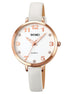 Analog Watch for Women with White Leather Strap and Round Dial for Casual & Formal Wear