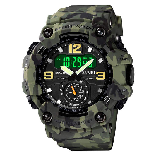 Premium Analog Digital Sports Watch for Men with Dual Time LED Display Alarm and Rugged Design
