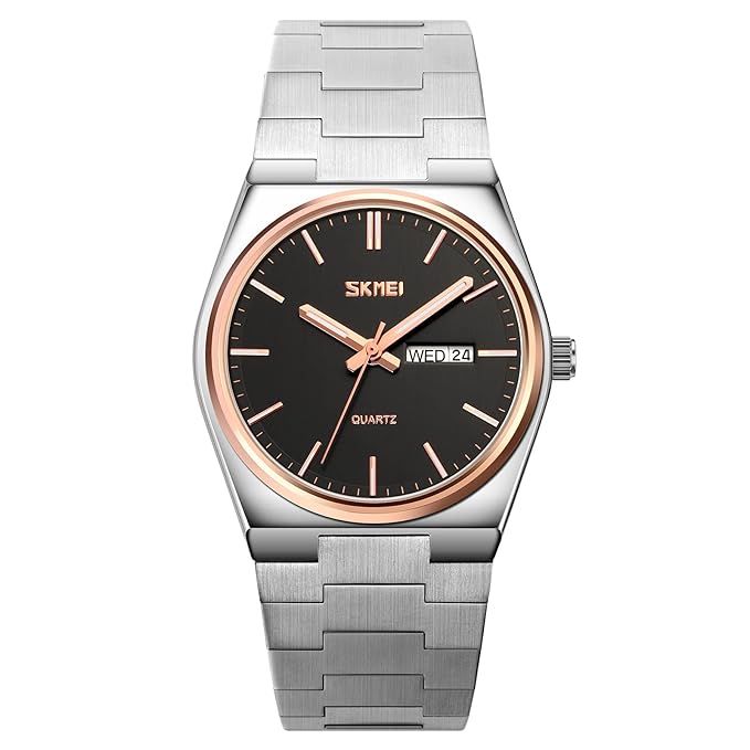 Men's Analog Quartz Stainless Steel Watch All-in-one Fashion, Water Resistant, Supply Calendar Week