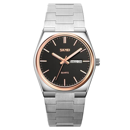 Men's Analog Quartz Stainless Steel Watch All-in-one Fashion, Water Resistant, Supply Calendar Week