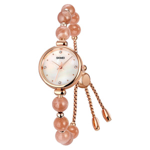 Elegant Pearl Chain Analog Watch for Women with Premium Rose Gold Finish and Adjustable Bracelet Design