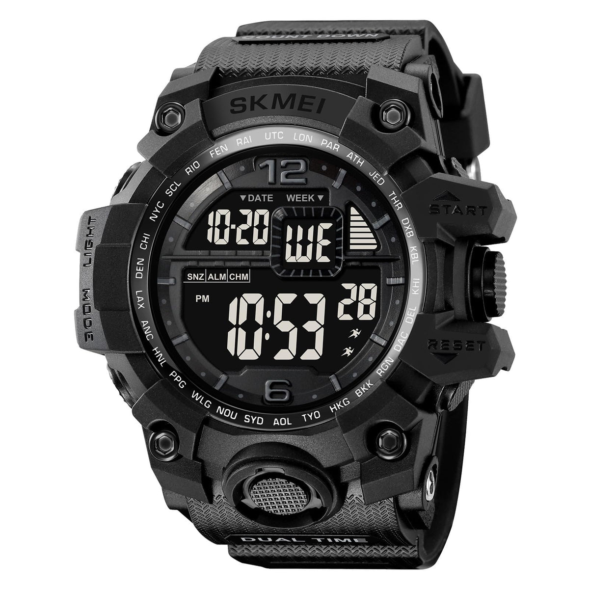 Digital Watch for Men with Black Silicone Strap and Round Dial for Casual & Formal Wear