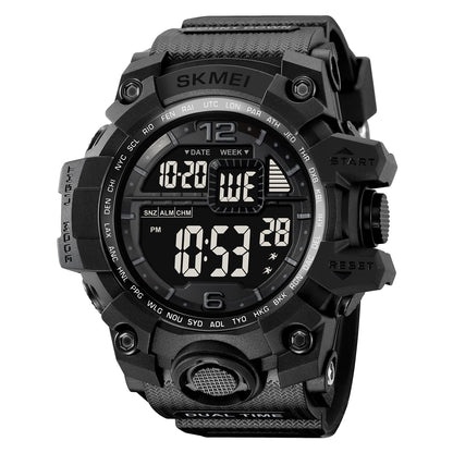 Rugged Digital Sports Watch for Men with Dual Time Display and Outdoor Adventure Style