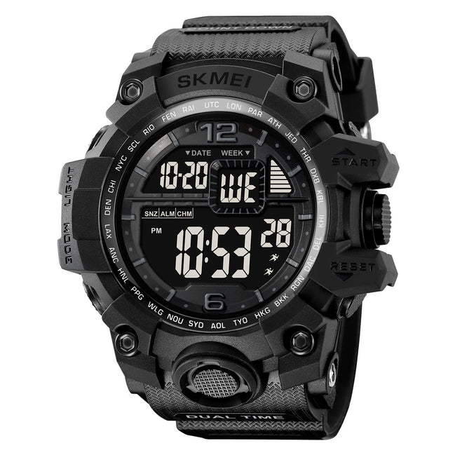 Digital Watch for Men with Black Silicone Strap and Round Dial for Casual & Formal Wear