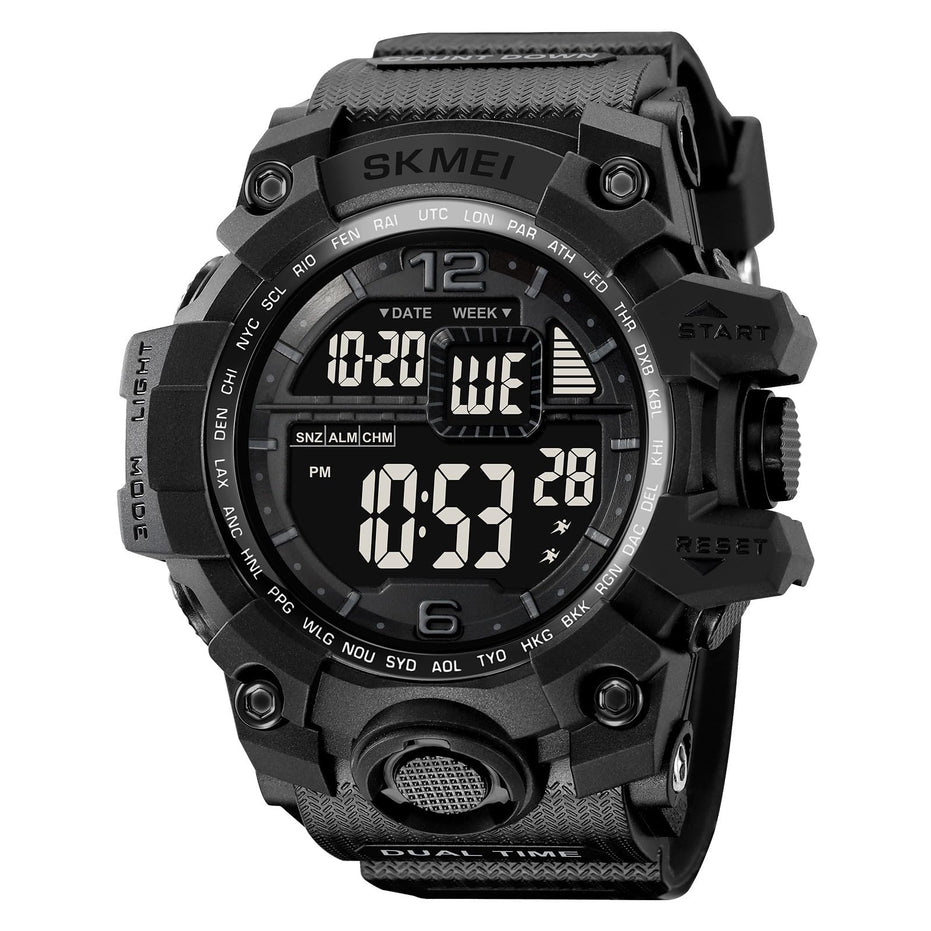 Digital Watch for Men with Black Silicone Strap and Round Dial for Casual & Formal Wear
