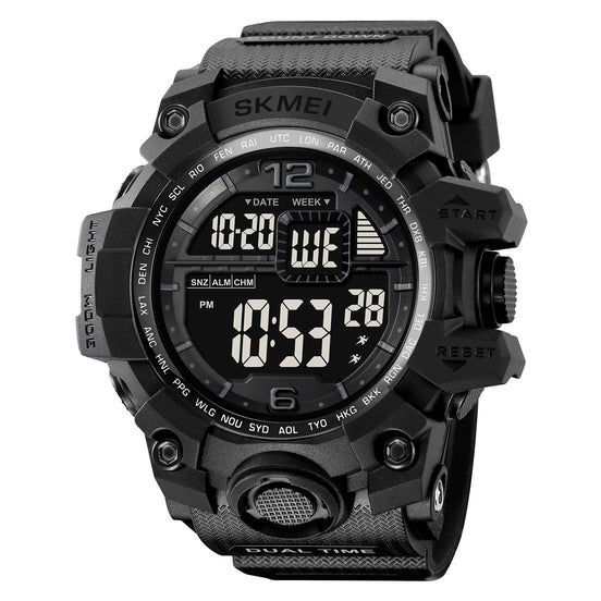 Digital Watch for Men with Black Silicone Strap and Round Dial for Casual & Formal Wear