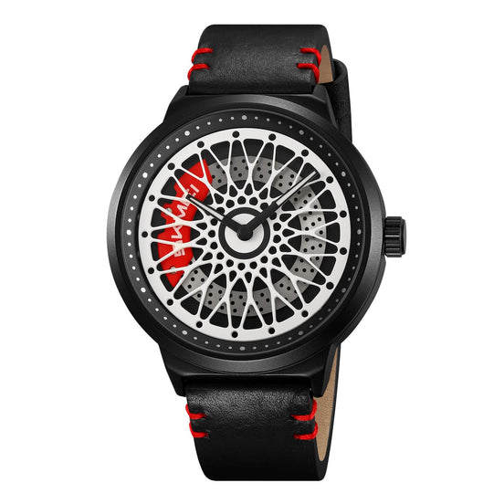Rolling Watch for Men with Black Leather Strap and Round Dial for Casual & Formal Wear
