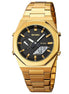 Analog-Digital Watch for Men with Gold Stainless Steel Strap and Round Dial for Casual & Formal Wear