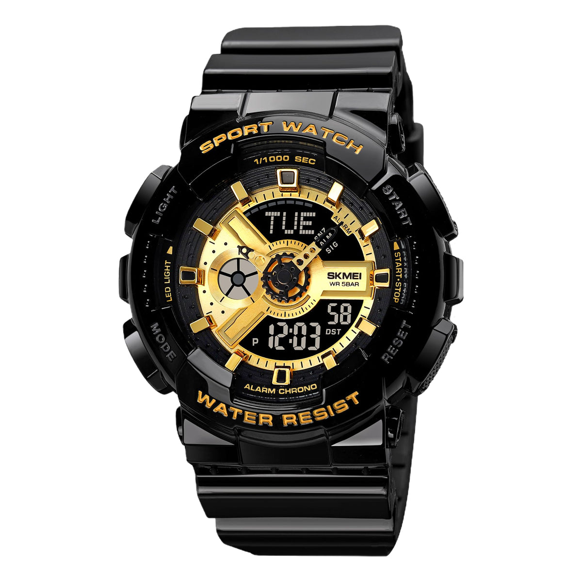 Analog-Digital Watch for Men with Black Silicone Strap and Round Dial for Casual & Formal Wear