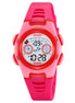 Digital Watch for Kids with Rose Red Polyurethane Strap and Round Dial for Casual & Formal Wear