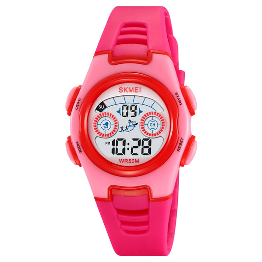 Digital Kids Watch LED Display, Round Dial, Waterproof Sports Watch with Alarm, Date & Comfortable Strap
