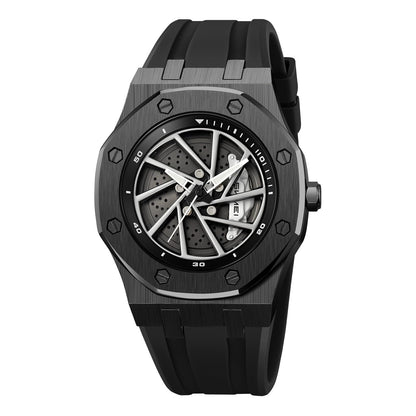 Spinning Wheel Skeleton Dial Luxury Analog Watch