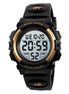 Digital Watch for Kids with Gold Black Polyurethane Strap and Round Dial for Casual & Formal Wear