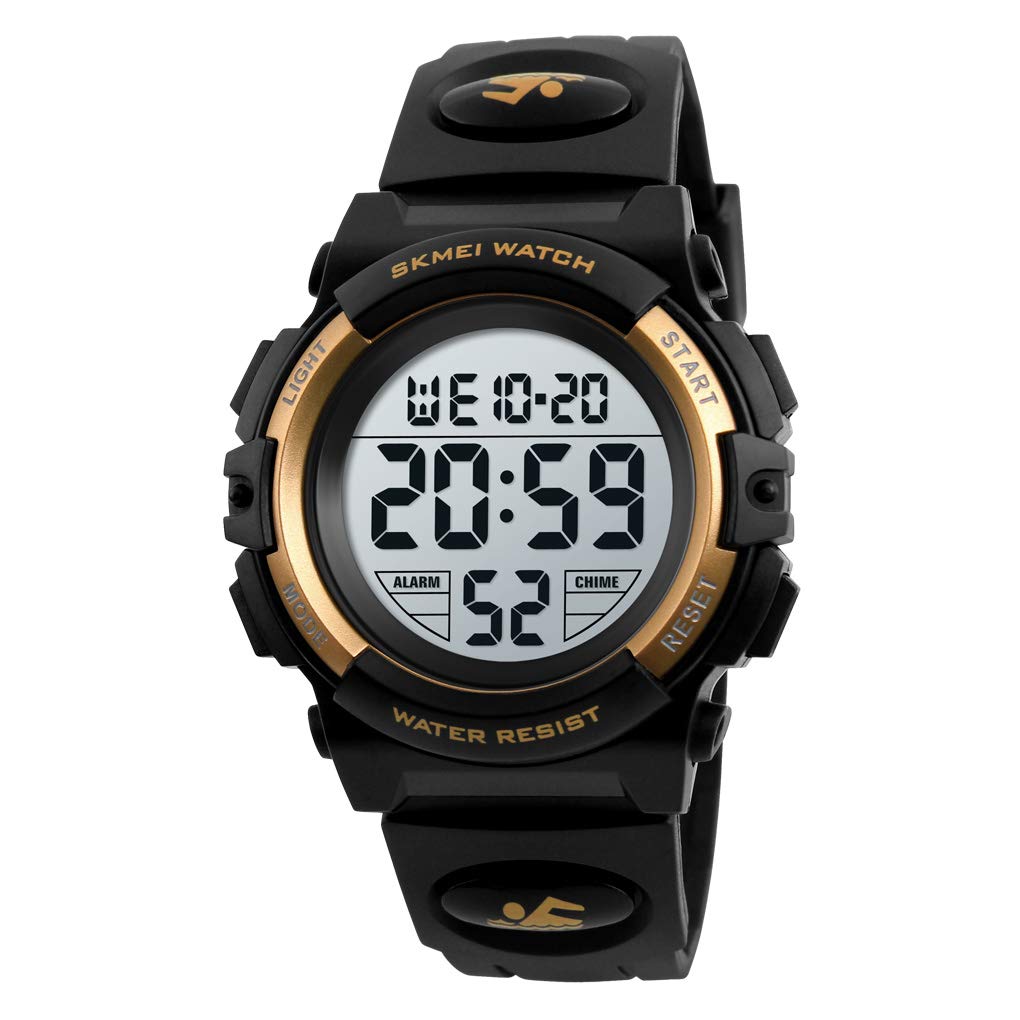 Rugged Digital Sports Wrist Watch with Resin Strap and Multi Function Display For Kids