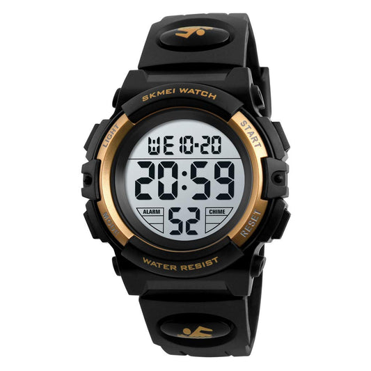Rugged Digital Sports Wrist Watch with Resin Strap and Multi Function Display For Kids