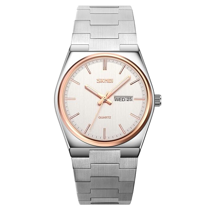 Men's Analog Quartz Stainless Steel Watch All-in-one Fashion, Water Resistant, Supply Calendar Week