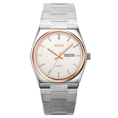 Men's Analog Quartz Stainless Steel Watch All-in-one Fashion, Water Resistant, Supply Calendar Week