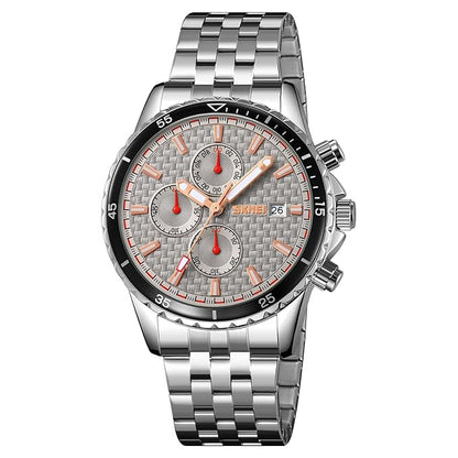 Men’s Analog Chronograph Watch with Date Display, Stainless Steel Strap, White Dial – Luxury Casual & Formal Wear