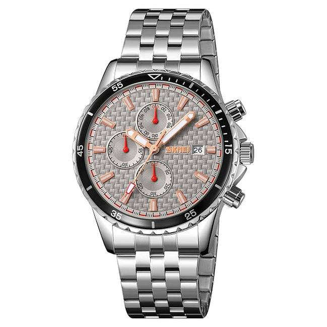 Analog Watch for Men with Silver Stainless Steel Strap and Round Dial for Casual & Formal Wear