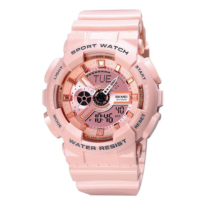 Men's Digital Sports Watch, LED Square Large Face Analog Quartz Wrist Watch with Multi-Time Zone Waterproof Stopwatch