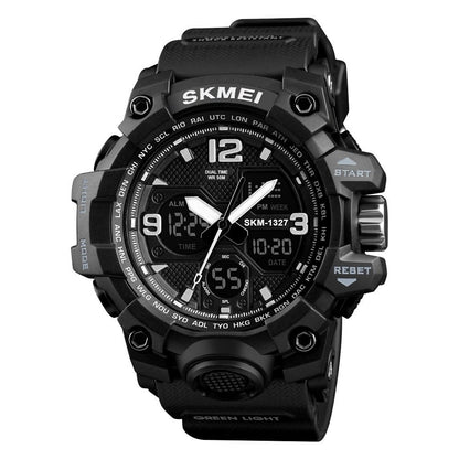 Dual Display Sports Wrist Watch with Rugged Design and Resin Strap For Men