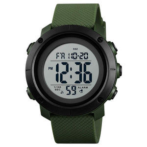 Digital Watch for Men with Round Dial, Dual Time Display, Alarm & Chronograph, Water Resistant Sports Watch with Durable Strap