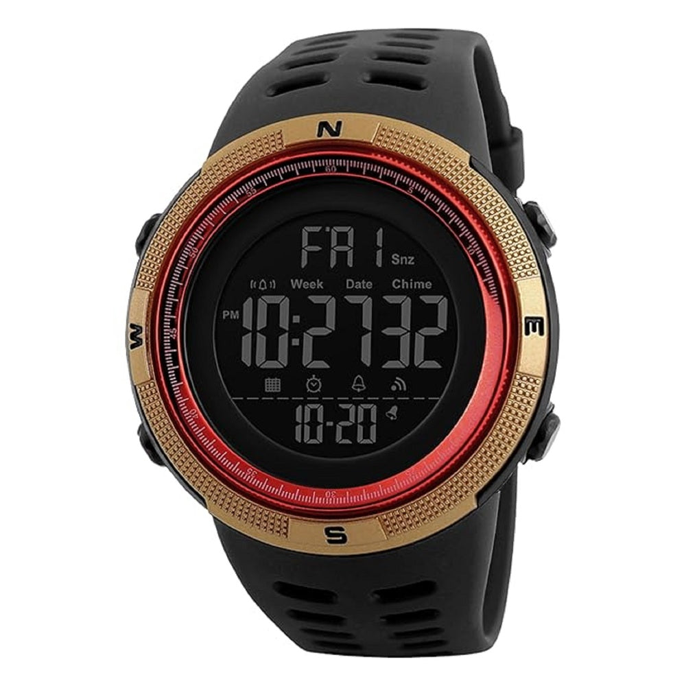 Stealth Outdoor Digital Sports Watch with Rugged Silicone Strap and Multifunction Display