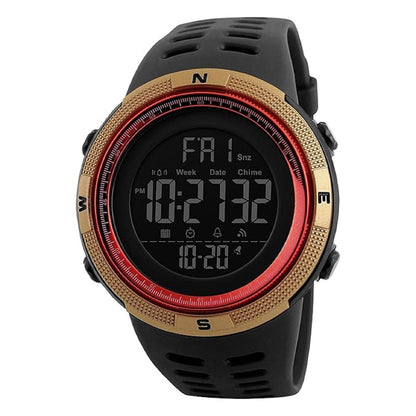 Stealth Outdoor Digital Sports Watch with Rugged Silicone Strap and Multifunction Display