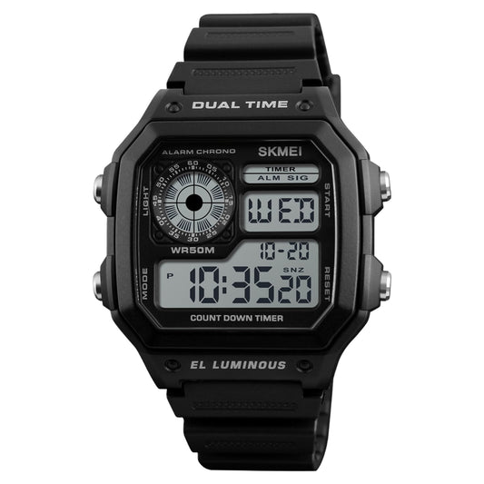 Stylish Digital Multi Function Watch for Men with Dual Time Alarm Stopwatch Luminous Display and Durable Strap
