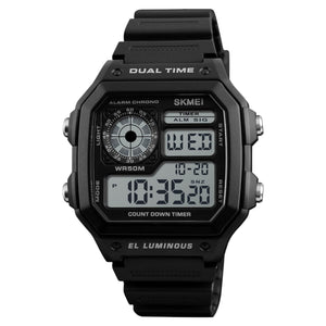 Digital Watch for Men with Black Silicone Strap and Round Dial for Casual & Formal Wear