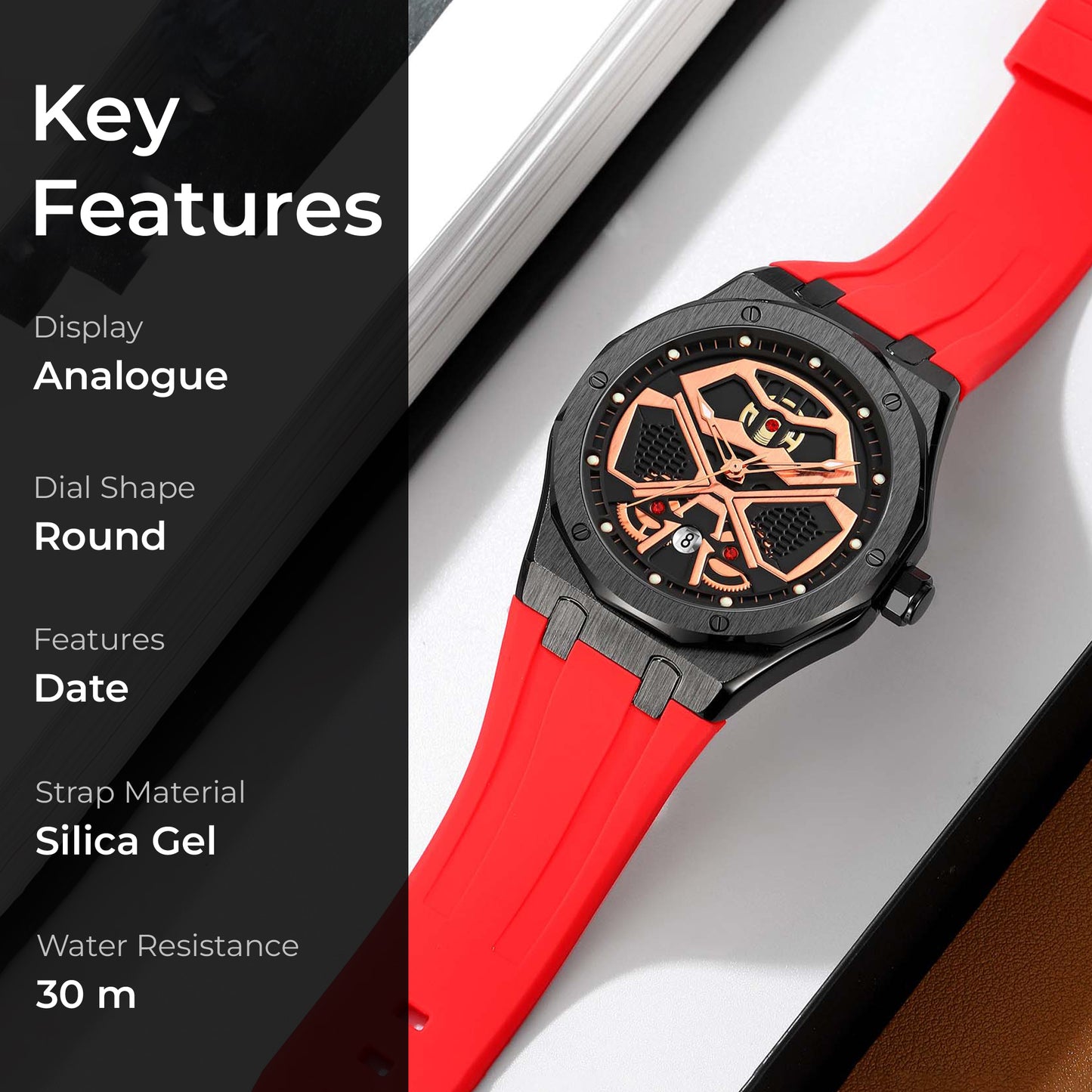 Skmei Quartz Analog Dial Silica Gel Strap Watch for Men - 9362