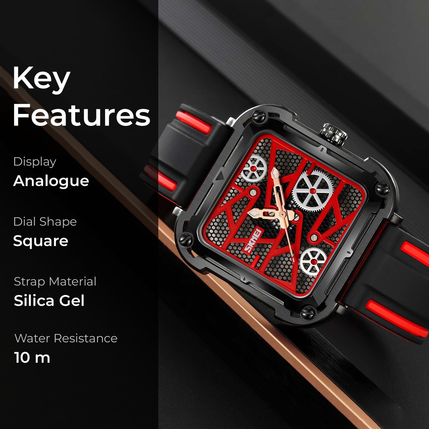 Skmei Quartz Analog Dial Silica Gel Strap Watch for Men - 9363