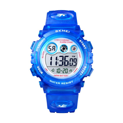 Kids Sports Multi Function Digital Watch, Multicolor Dial Sky ABS Case Kid's Watch, PU Rubber Strap Band, Waterproof LED Light Children Wristwatch