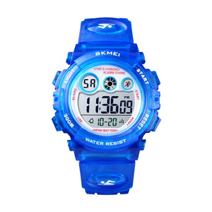 Kids Sports Multi Function Digital Watch, Multicolor Dial Sky ABS Case Kid's Watch, PU Rubber Strap Band, Waterproof LED Light Children Wristwatch