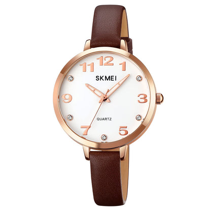 Elegant Analog Quartz Timepiece for women with Crystal Accents and Textured Strap