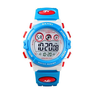 Kids Sports Multi Function Digital Watch, Multicolor Dial Sky ABS Case Kid's Watch, PU Rubber Strap Band, Waterproof LED Light Children Wristwatch